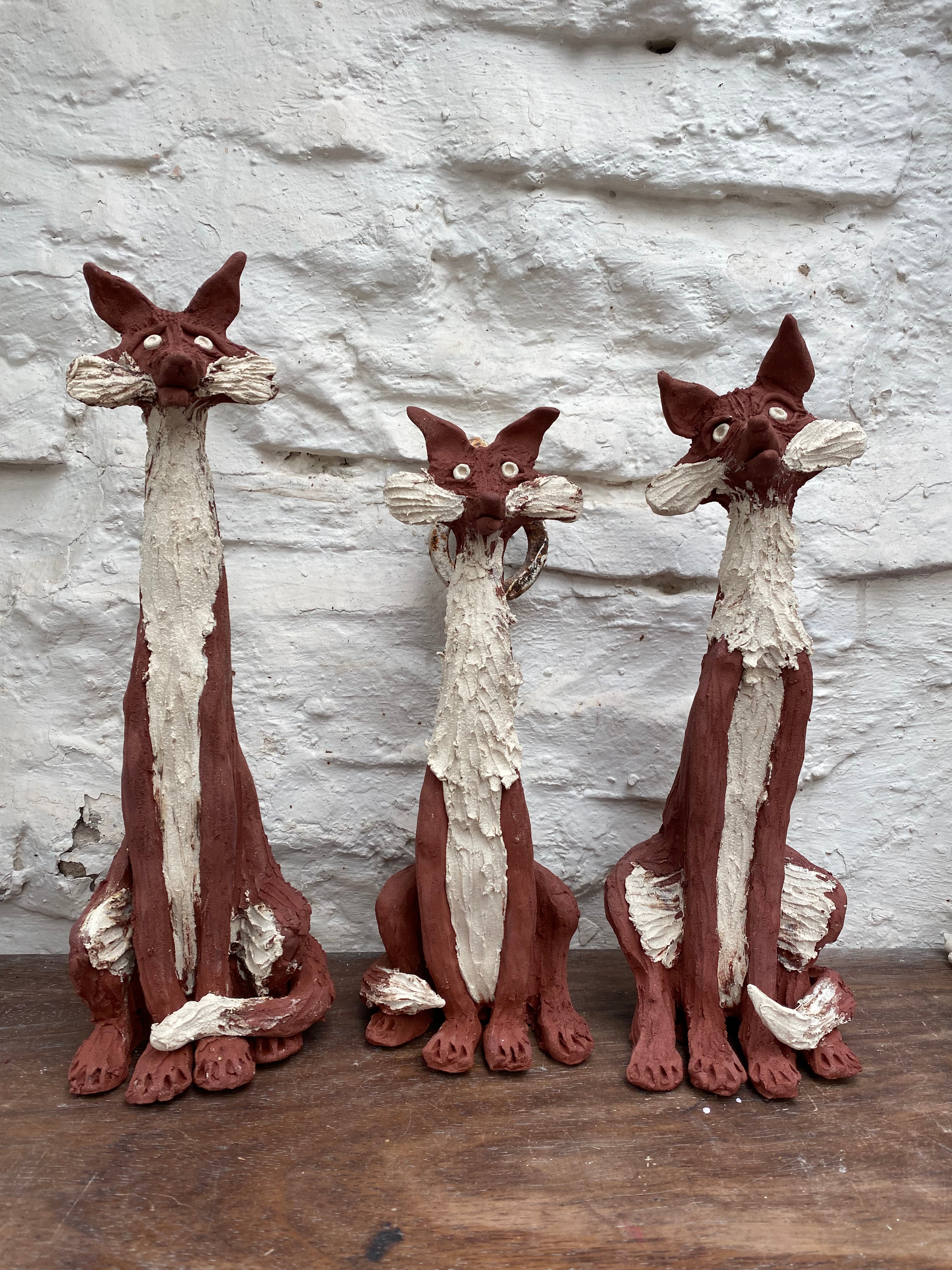 Stoneware Fox Sculptures