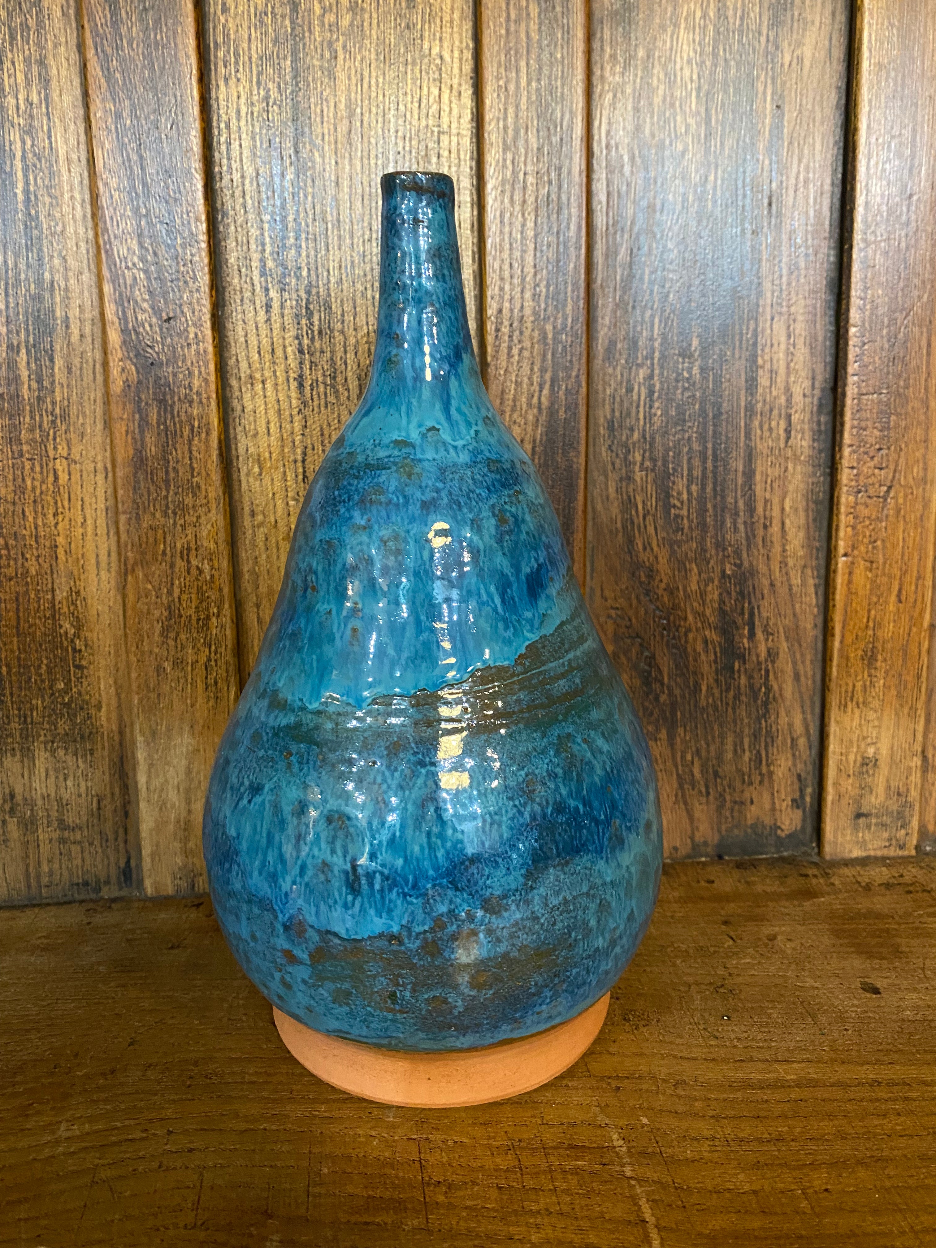 Narrow necked Glazed vase