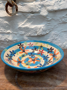 Striped Blue Flower Bowl