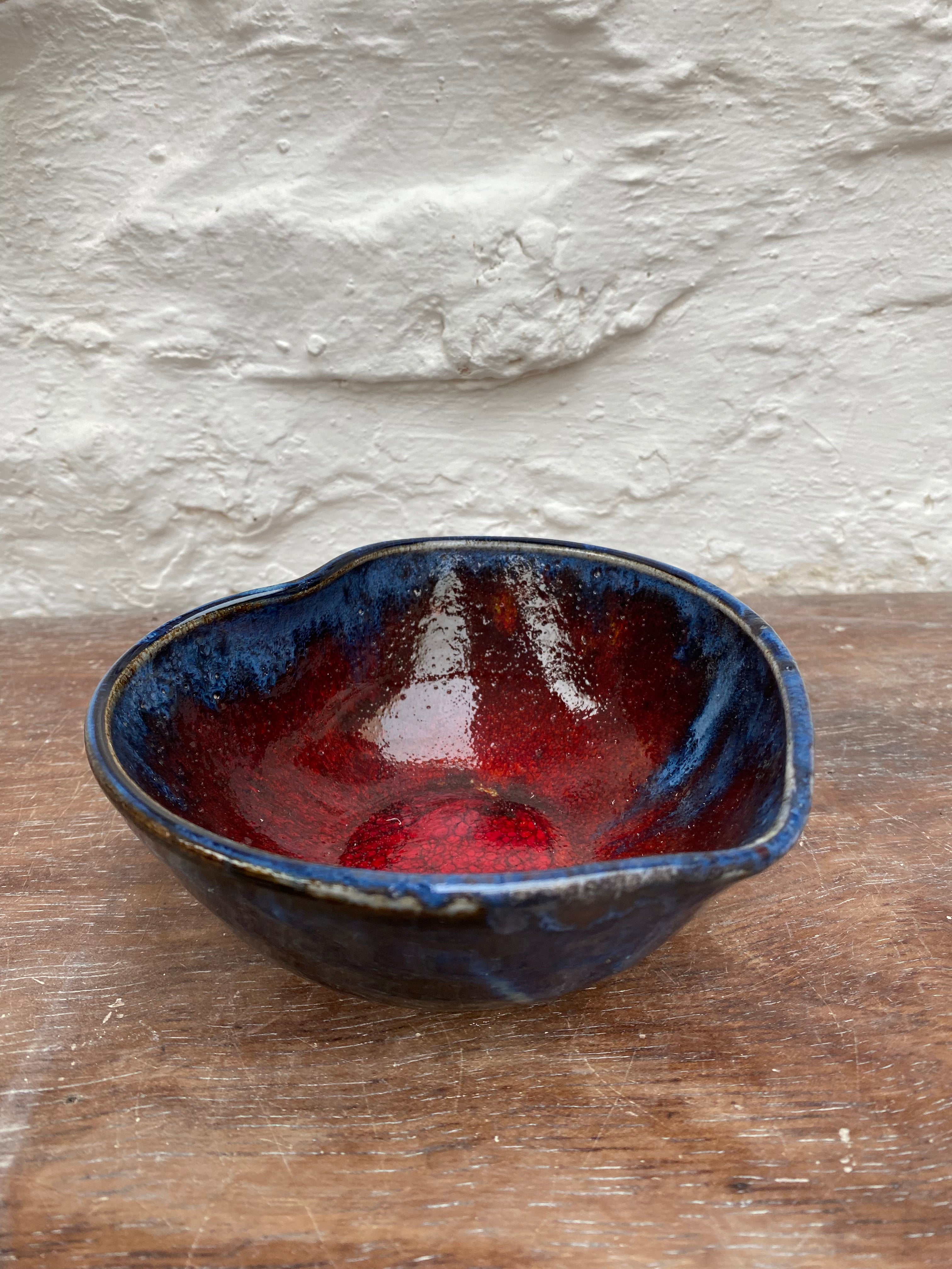 Fiery Red Heart Bowl