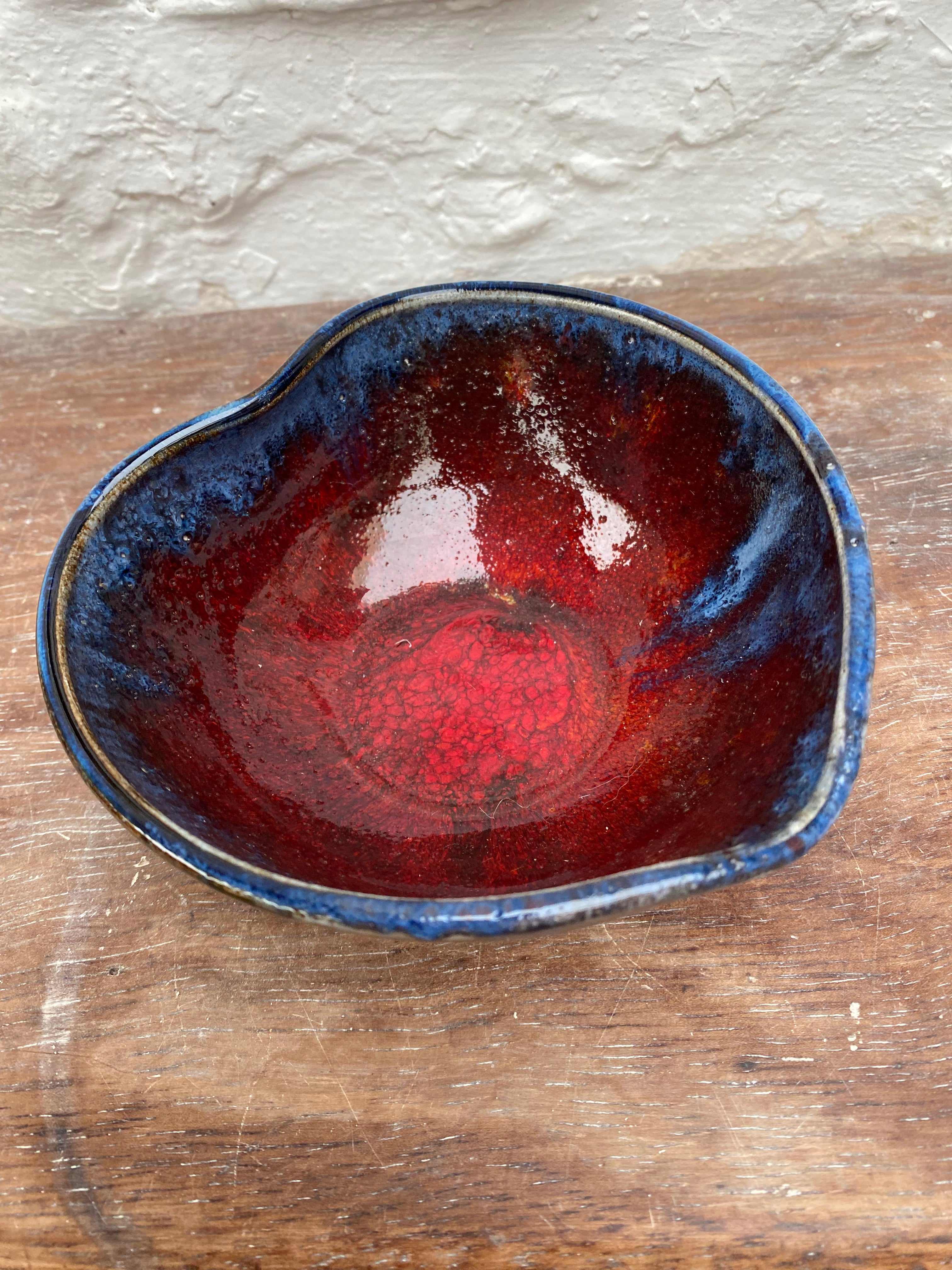 Fiery Red Heart Bowl